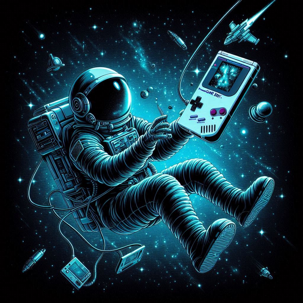 Patchwork hot air balloon in space